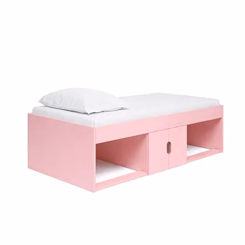 Kidsaw Mid-Height Single Cabin Bed Frame in Pink, Engineered Wood, W/D/H: 190 x 90 x 51 cm – 1