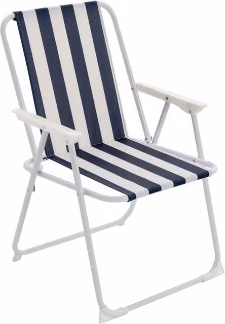 Harbour Housewares Folding Metal Beach Deck Chairs with Armrests in Blue Stripe