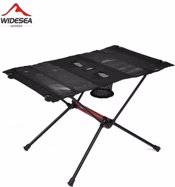 Widesea Black Metal Folding Camping Table for Outdoor Picnic and Travel