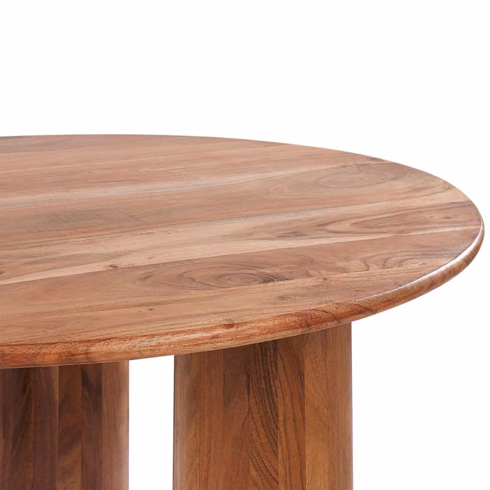 Wyld and Coco Acacia Wood Round Coffee Side Table in Brown, W/D/H: 80 x 80 x 36 cm – 3