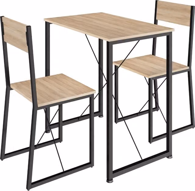 tectake Margate 3-piece Dining Table and Chairs Set in Oak and Black – 1