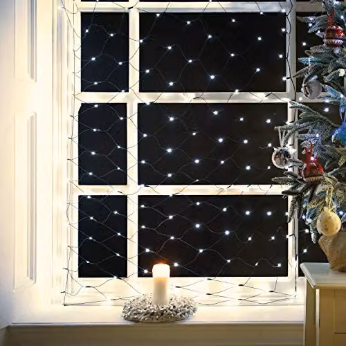 The Christmas Workshop 180 LED Warm White Christmas Net Curtain Style Window Lights, W 180 cm x H 120 cm – 7