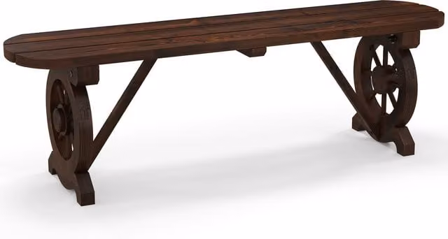 Costway Rustic Brown Wood Patio Bench