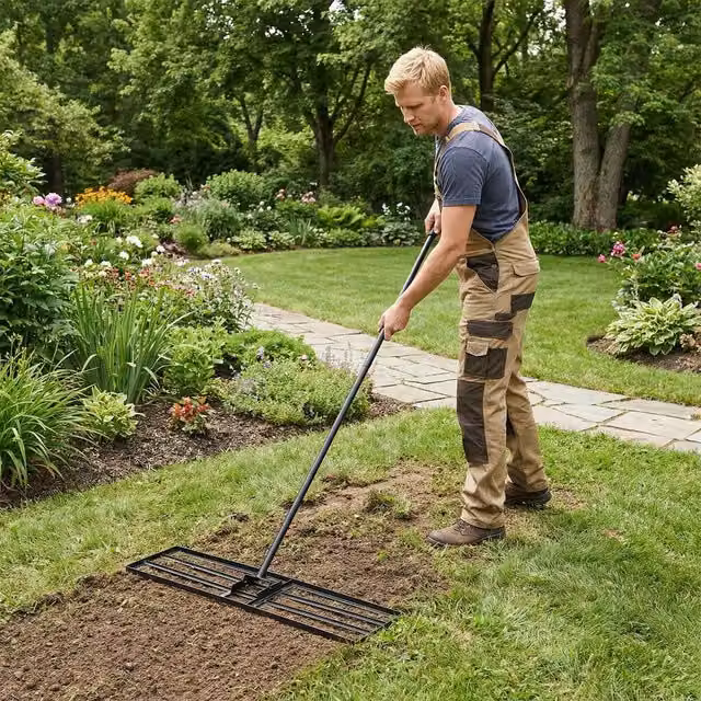 Costway Metal Lawn Leveling Rake in Black, W: 91 cm, D: 25 cm – 1