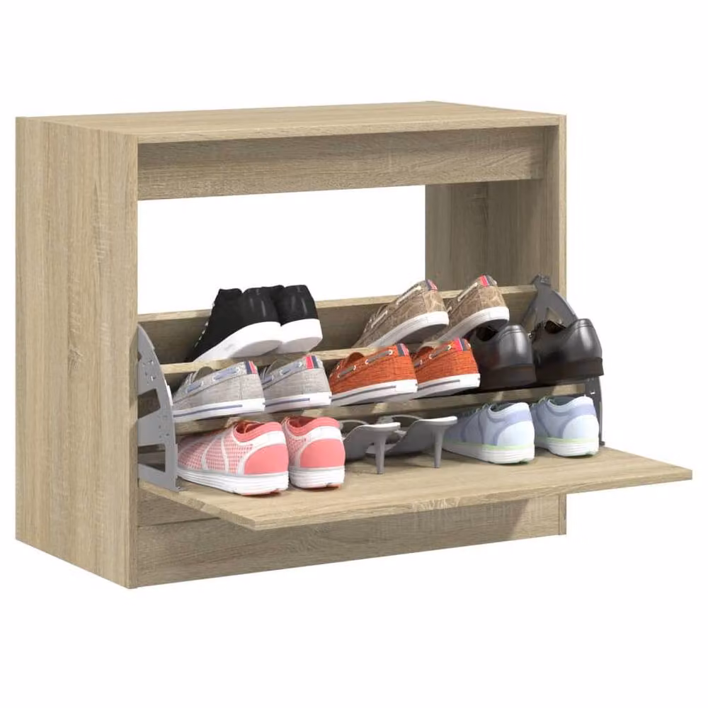 Berkfield Home Sonoma Oak Shoe Cabinet in Beige, W/D/H: 80 x 42 x 69 cm – 2
