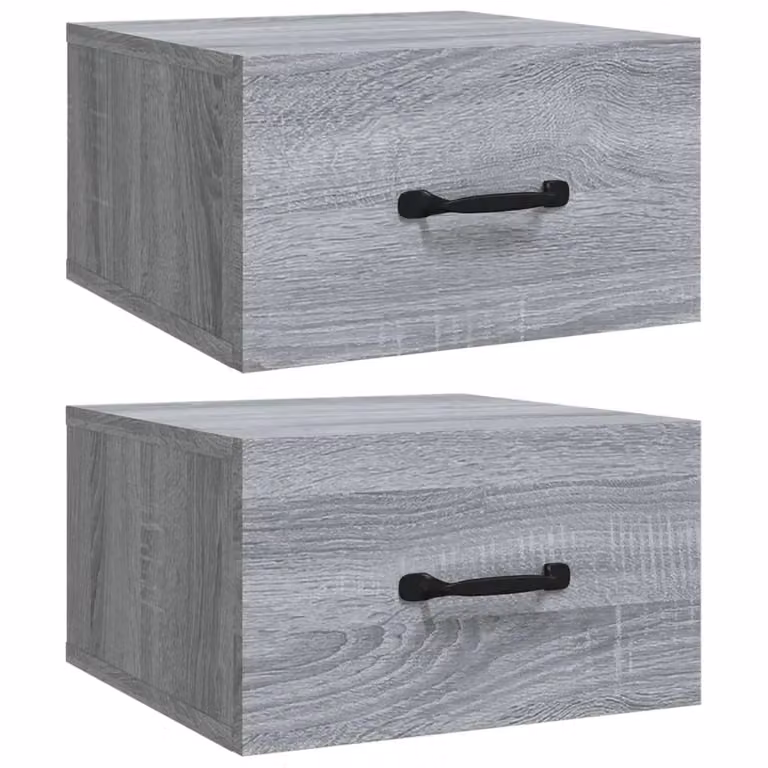 Berkfield Home Wall-mounted Bedside Cabinets, 2 Pieces, Grey Sonoma, W/D/H: 35 x 35 x 20 cm