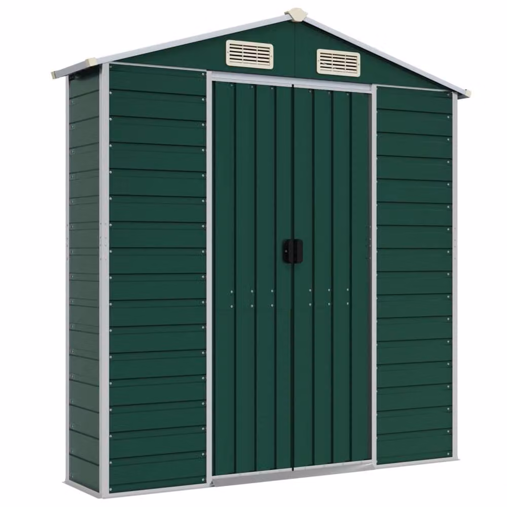 Berkfield Home Green Galvanised Steel Gable Garden Shed W/D/H: 191 x 555 x 198 cm – 5
