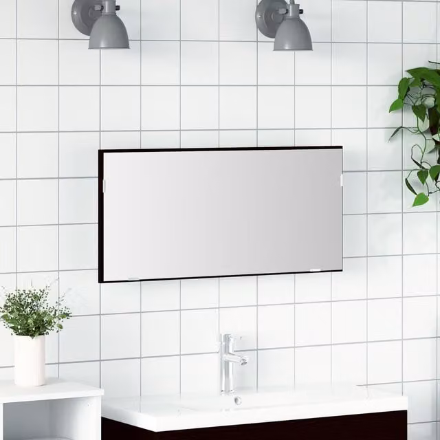 Berkfield Home Modern Black Oak Bathroom Mirror Cabinet with Integrated LED Lighting W: 80 cm, D: 37 cm