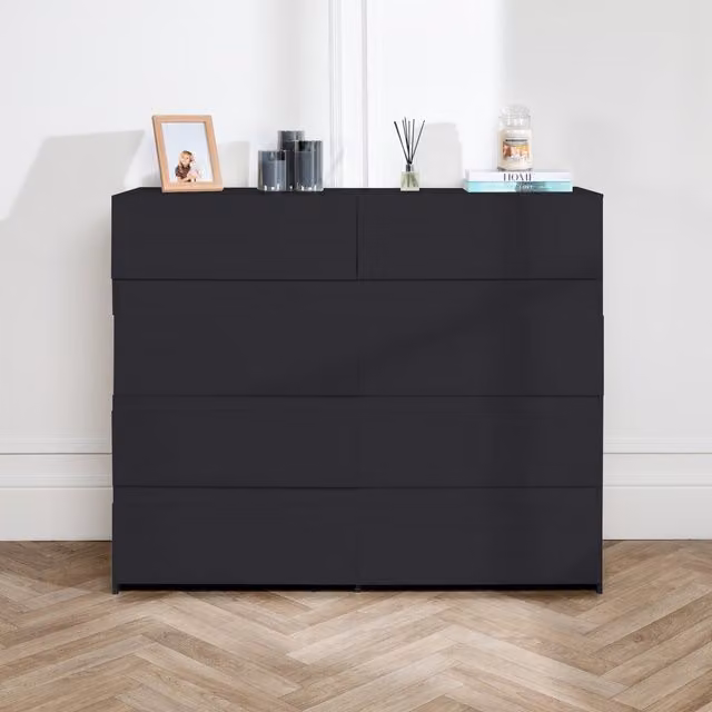 Home Treats Black Minimalist Bedroom Matt Chest of Drawers