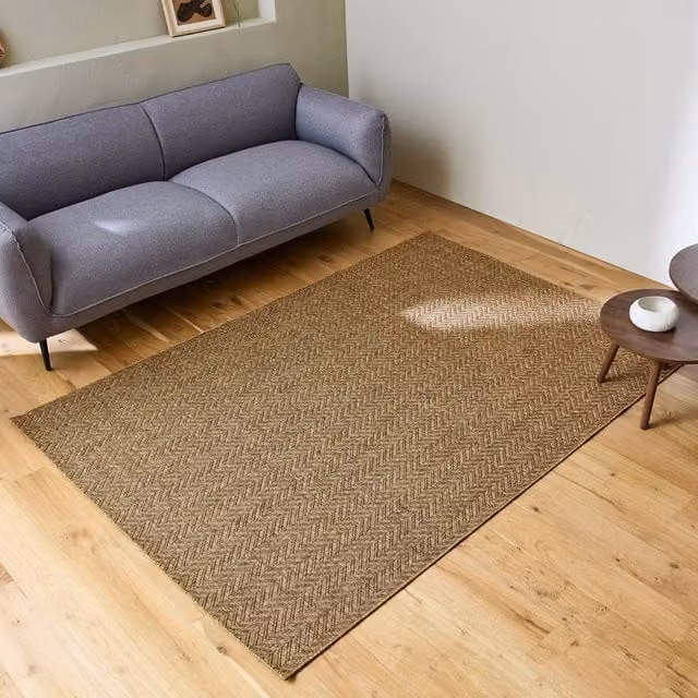sweeek Jute-effect Indoor and Outdoor Herringbone Rug in Brown, W/D: 120 x 170 cm