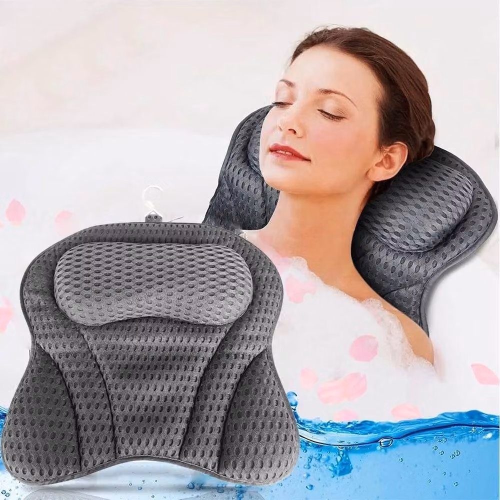 NESTLUNE Luxury Spa Bath Pillow Cushion, Premium Waterproof 4D, Grey – 3
