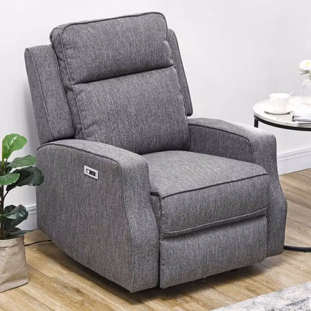 HOMCOM Electric Recliner Armchair with USB Port in Grey Fabric