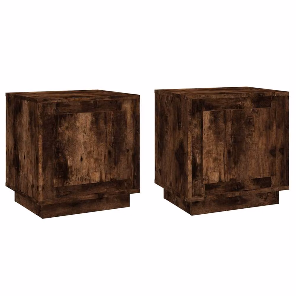 Berkfield Home Modern Bedside Cabinets, 2 Piece Set in Smoked Oak Brown, W/D/H: 44 x 35 x 45 cm – 2