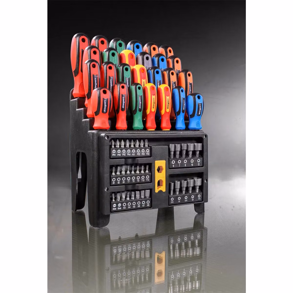 Loops 61 Piece Multicolour Large Screwdriver, Nut Driver and Bit Set with Storage Stand – 5