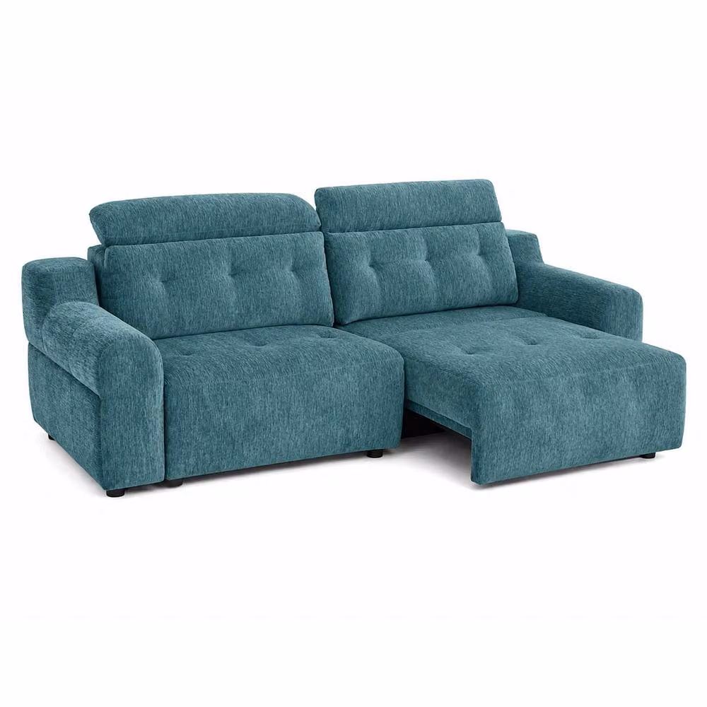 Furnishings For Less UK Harrington Petrol Teal Electric Sofa Bed in Chenille Fabric with Adjustable Headrests and Pull Out Frame, W/D/H: 242 x 109 x 108 cm – 2