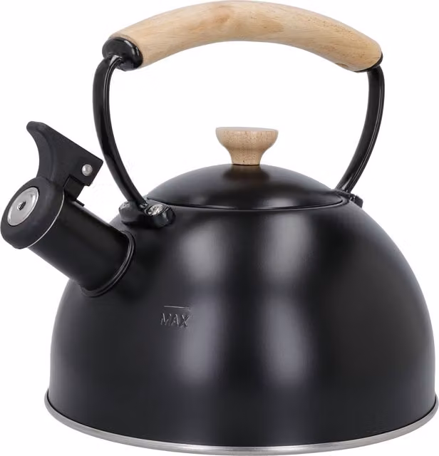 La Cafetiere Black Whistling Kettle with Wooden Handle – 6