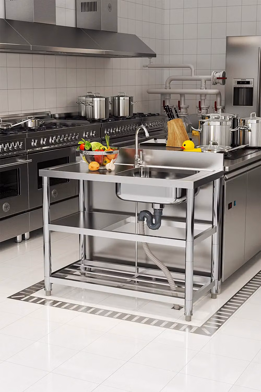 Living and Home Stainless Steel Sink with Shelves in Silver – 2