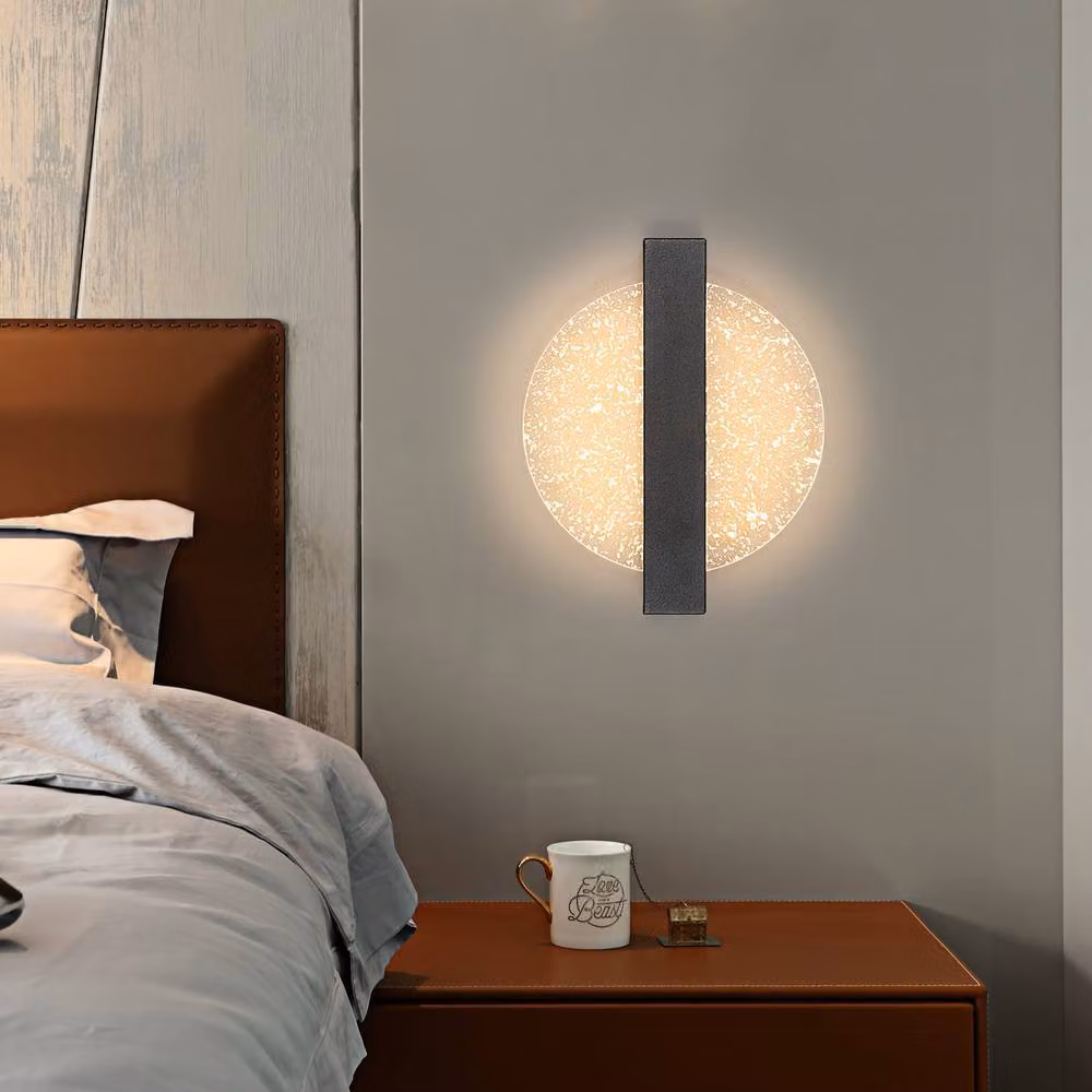 Pheashine Modern Dimmable Round LED Wall Lamp, Black, Diameter: 25 cm – 5