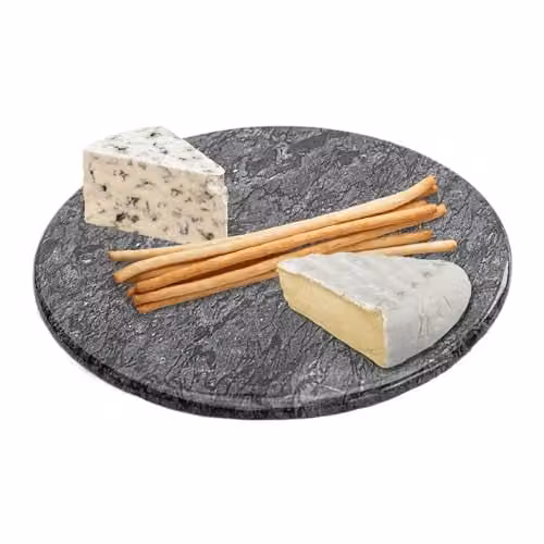 Homiu Round Marble Chopping Board in Black and Grey with Non-Slip Feet – 1