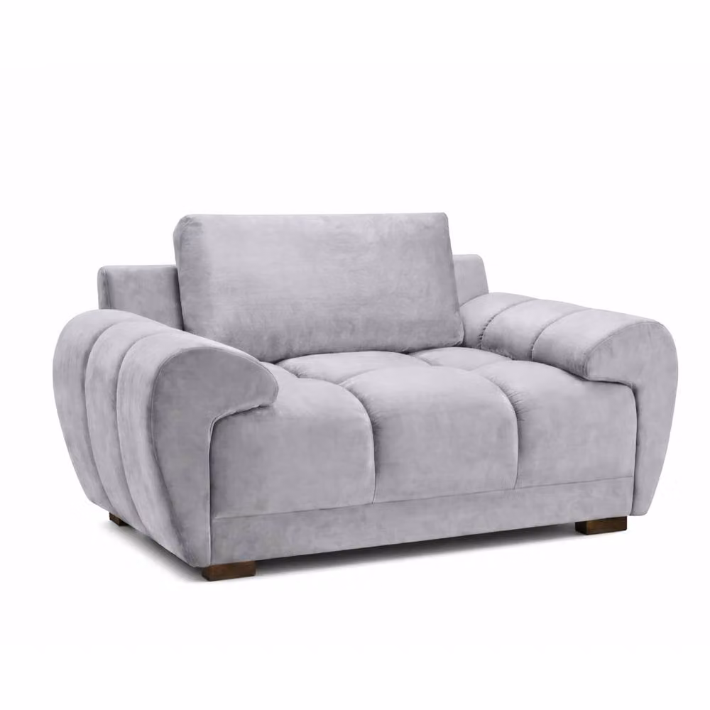 Furnishings For Less UK Zura Grey Fabric Large Armchair with Pillow Back and Wooden Legs – 2
