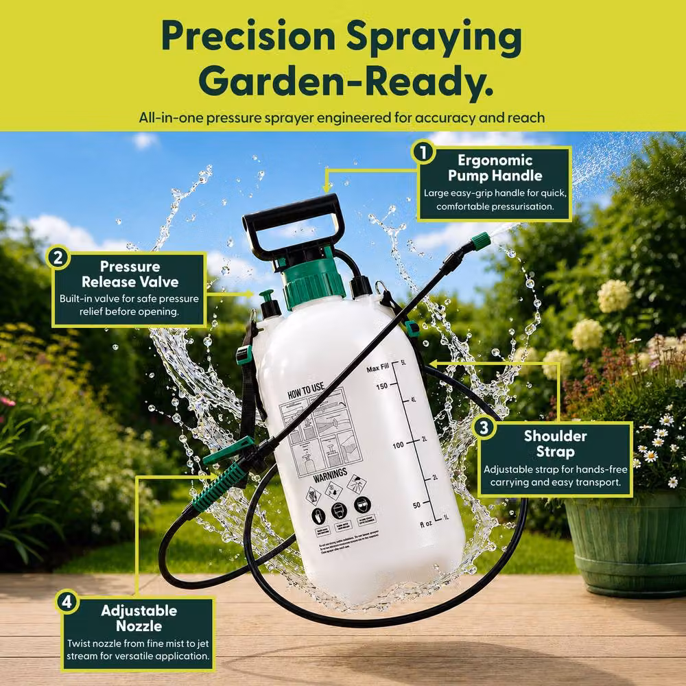 Keplin 5L Manual Pressure Sprayer in White and Transparent – 3