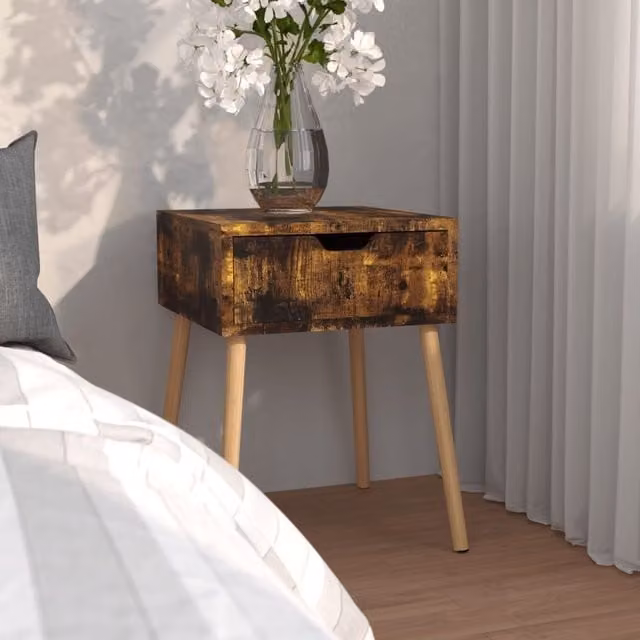 Berkfield Home Bedside Cabinet in Smoked Oak Brown, W/D/H: 40 x 40 x 56 cm – 1