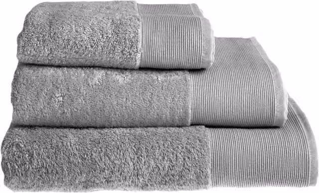 Allure Bath Fashions Pack of 2 Bamboo and Cotton Terry Bath Towels, Silver Grey, W/H: 70 x 125 cm