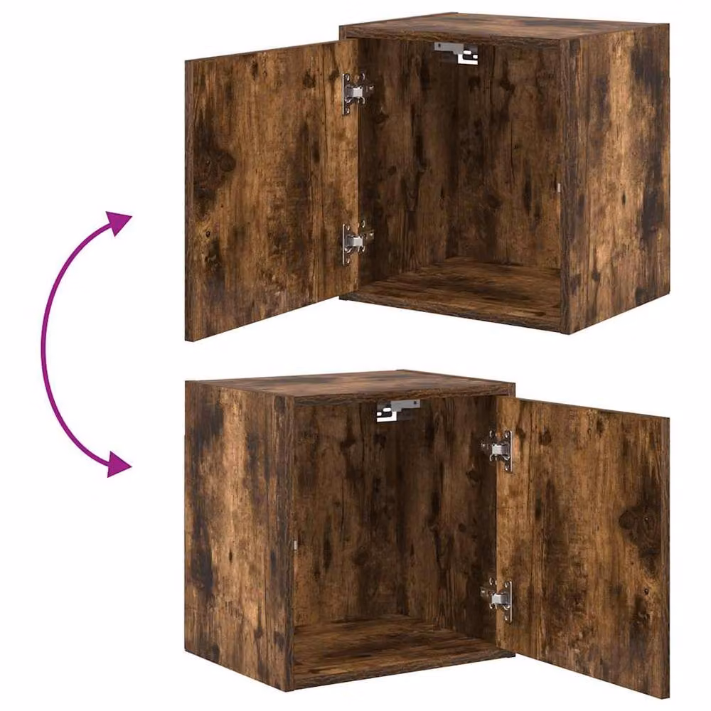 Berkfield Home Wall Mounted Garage Cabinet in Smoked Oak Brown Engineered Wood – 6
