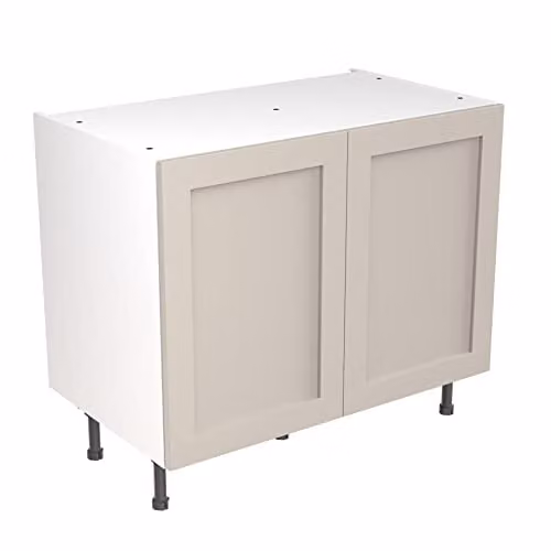 Kitchen Kit Shaker Door Flatpack Base Cabinet in Light Grey Matt, W/D/H: 100 x 57 x 87 cm