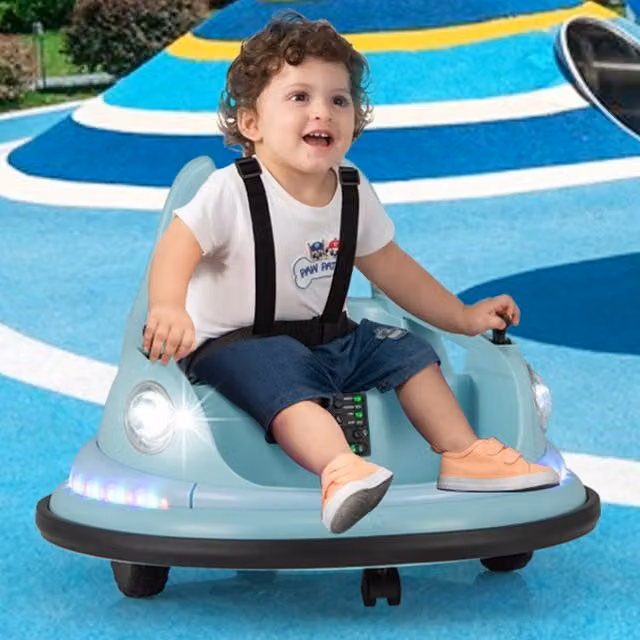 Costway Blue Rotation Spin Electric Ride On Twist Car with Light and Sound and Rechargeable Battery