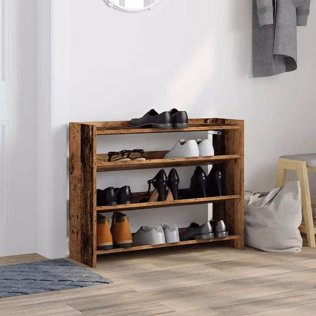 Berkfield Home Shoe Rack in Old Wood Brown, W/D/H: 80 x 25 x 62 cm – 1