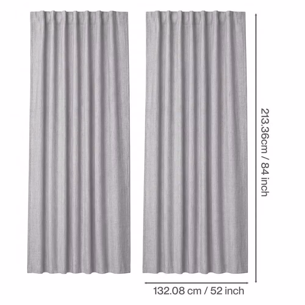 VOGREX Grey Linen Look Thermal Blackout Curtains, Pair – 2