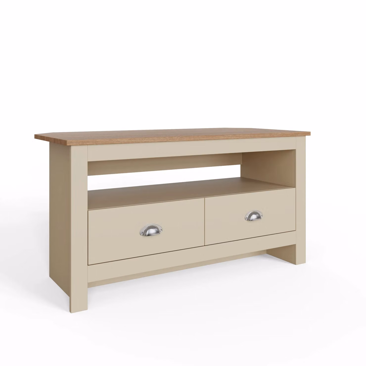 GFW Lancaster Corner TV Unit in Cream and Oak – 3