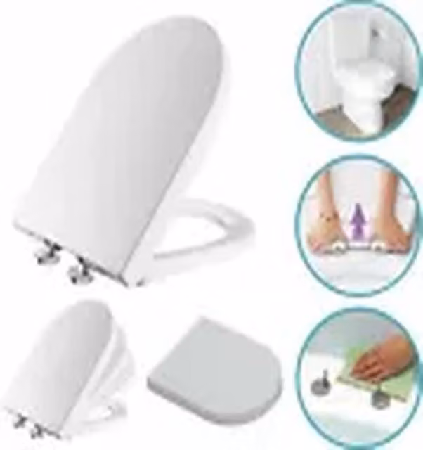 Kelvenix D-Shaped Soft Close Toilet Seat with Quick Release in White – 1