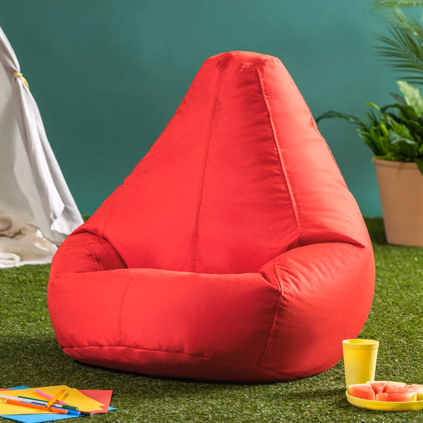 ICON Highback Gaming Beanbag Set of 2 for Indoor and Outdoor Use, Red – 2