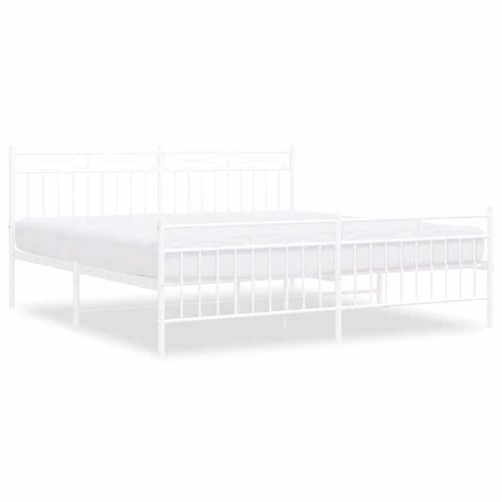 Berkfield Home Metal Bed Frame with Headboard and Footboard in White W/D/H: 183 x 91 x 187 cm – 2