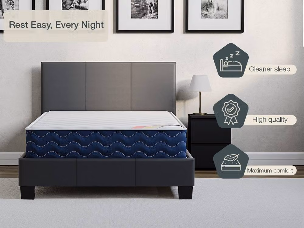 Vida Designs Lisbon Ottoman Faux Leather Bed Frame with Mattress in Black, Small Double (W: 120 cm, L: 200 cm) – 5