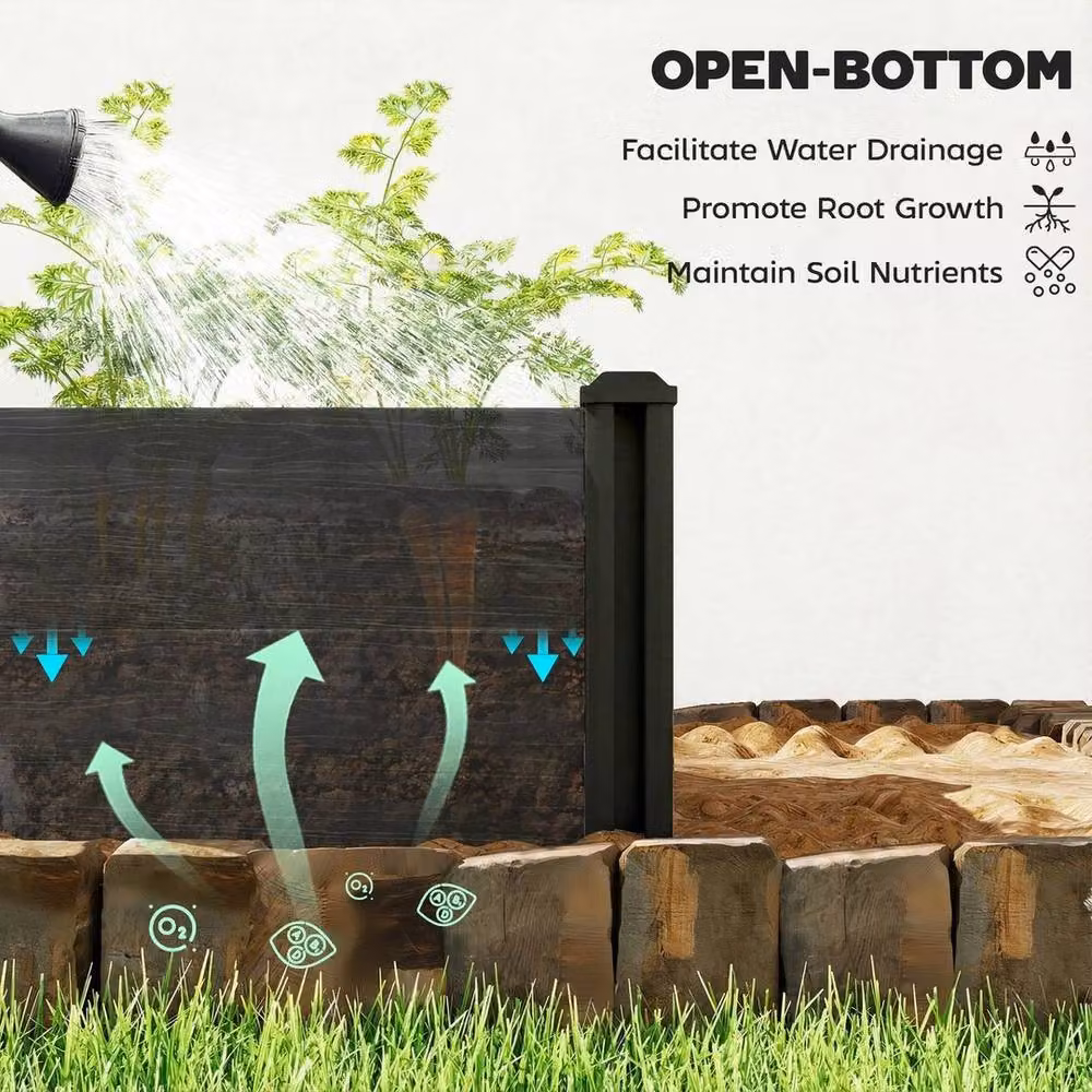 Kelvenix Raised Garden Bed Kit in Dark Grey, W/D/H: 60.96 x 60.96 x 30.48 cm – 3