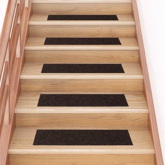 Berkfield Home Self-adhesive Rectangular Stair Mats, 15 Pieces, Dark Brown, W: 76 cm, D: 20 cm