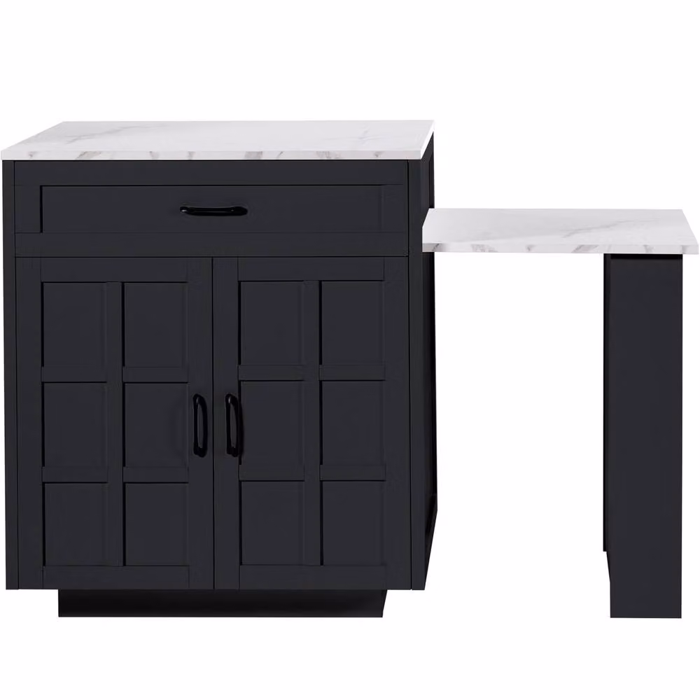 Rolipo Black Extendable Kitchen Island Bar Table with Storage – 7