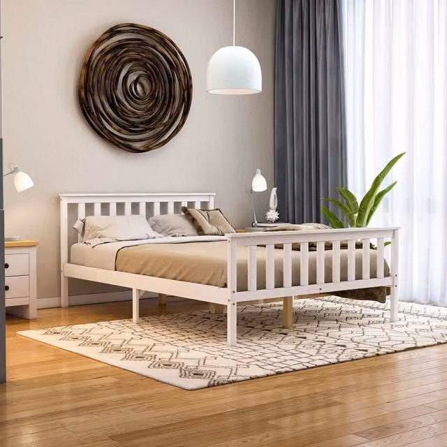 Vida Designs Milan Rustic Solid Wood High Foot End Bed in White, 140 x 200 cm
