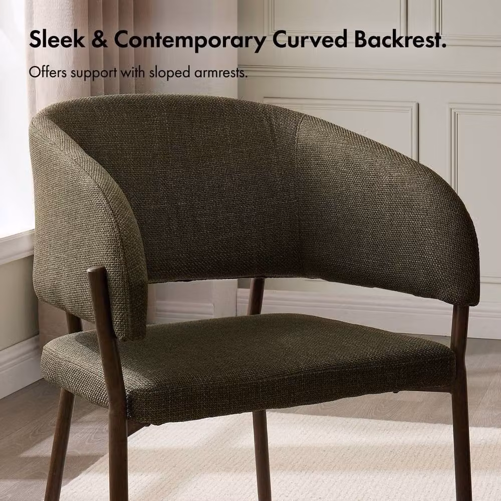 VonHaus Oxford Upholstered Dining Chairs, Set of 4, Green Fabric with Dark Wood Effect Legs – 4