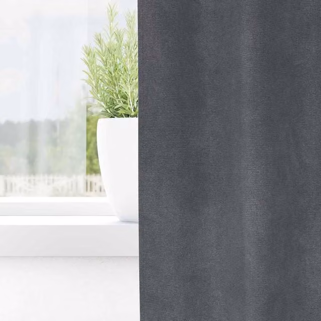 Berkfield Home Elegant Grey Blackout Curtains with Hanging Loops, 2 Pack – 1