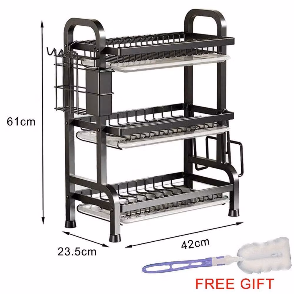 SPETLEK 3 Tier Kitchen Sink Drainer Dish Shelf Rack, Black – 4