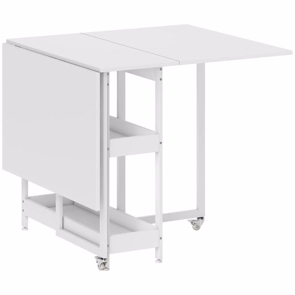 Wyld Haus White Drop Leaf Dining Table with Castors, W/D/H: 80 x 52 x 75 cm – 2
