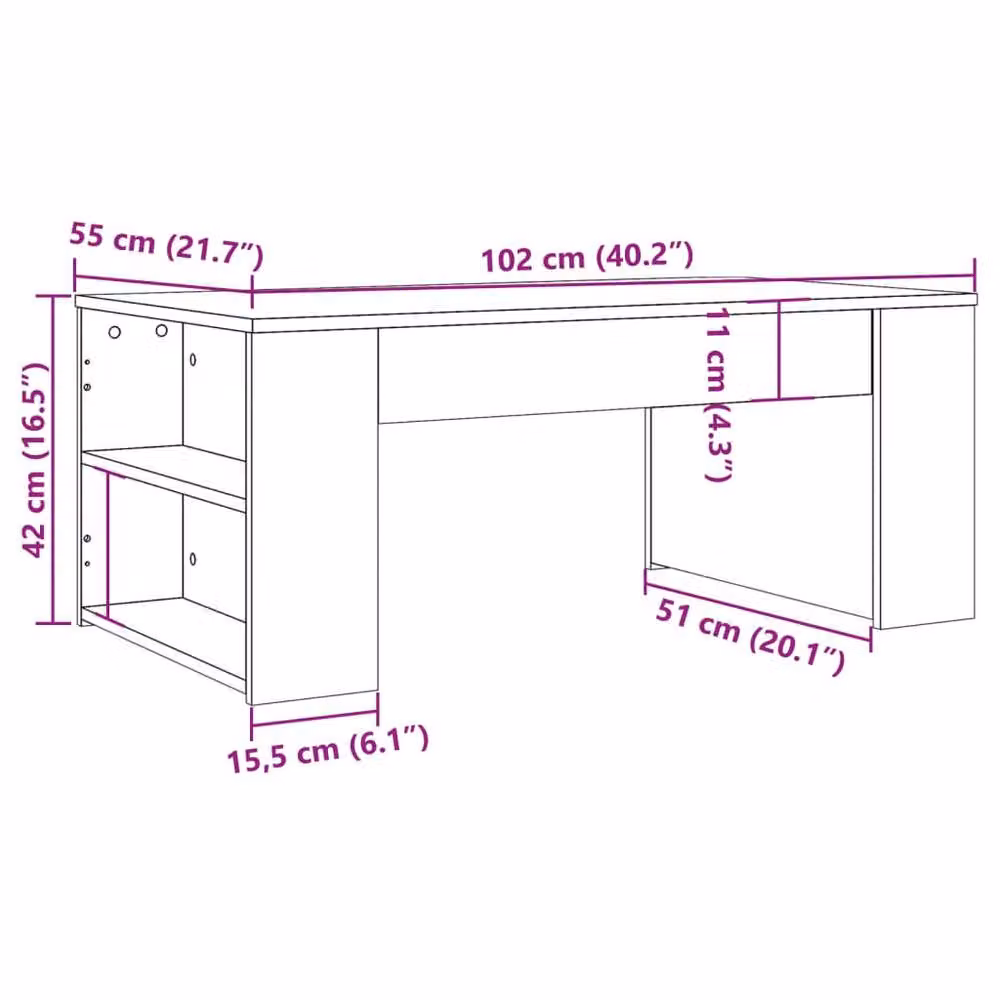 Berkfield Home Decorative Coffee Table in Brown Old Wood, W/D/H: 102 x 55 x 42 cm – 3