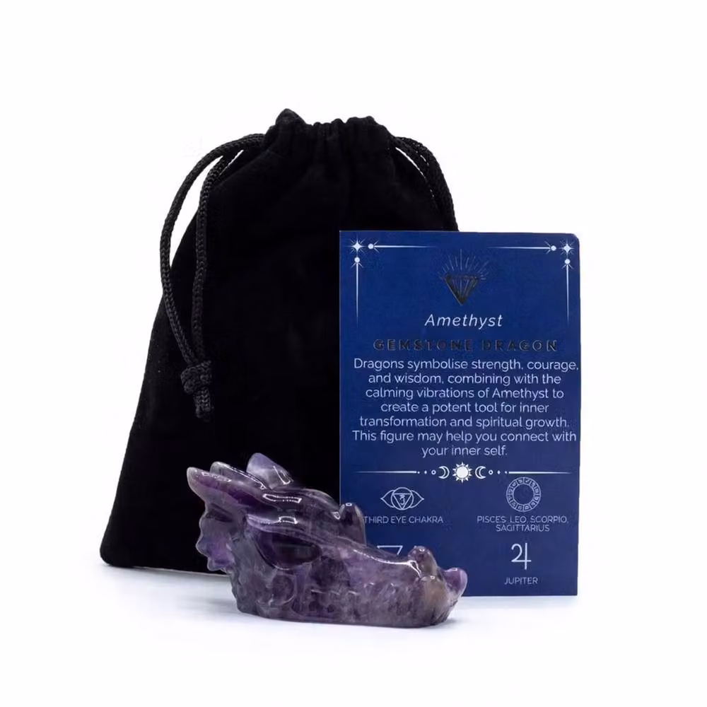 KDMD Amethyst Large Dragon Head Stone Sculpture in Purple – 3