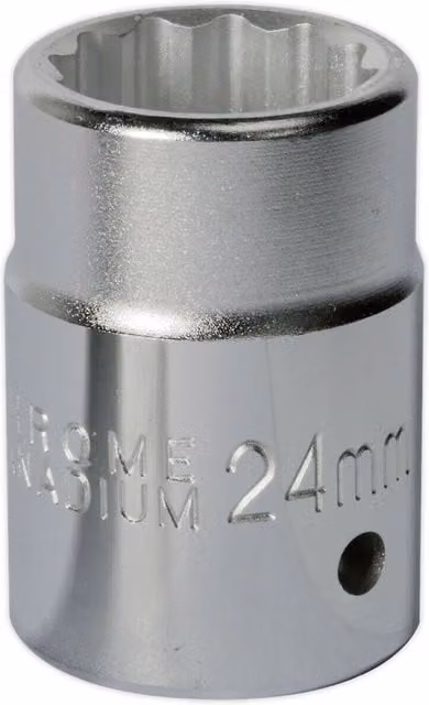 Loops 24mm Forged Steel Drive Socket, 3/4 inch Square Drive, Silver Chrome Vanadium
