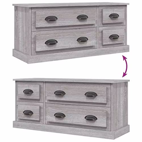 vidaXL Modern Grey Sonoma TV Cabinet with Drawer and Media Compartments – 3