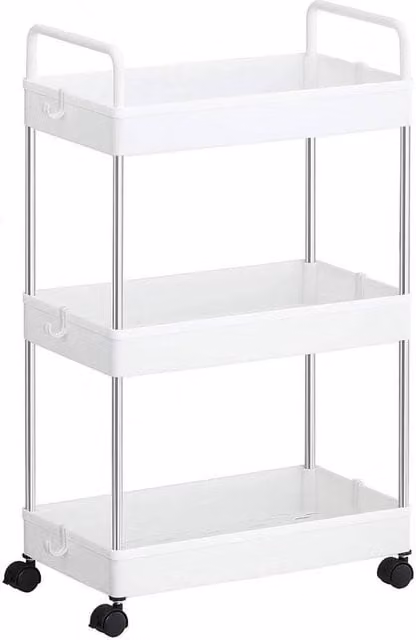 Kelvenix 3 Tier Storage Trolley Cart on Wheels in White – 1